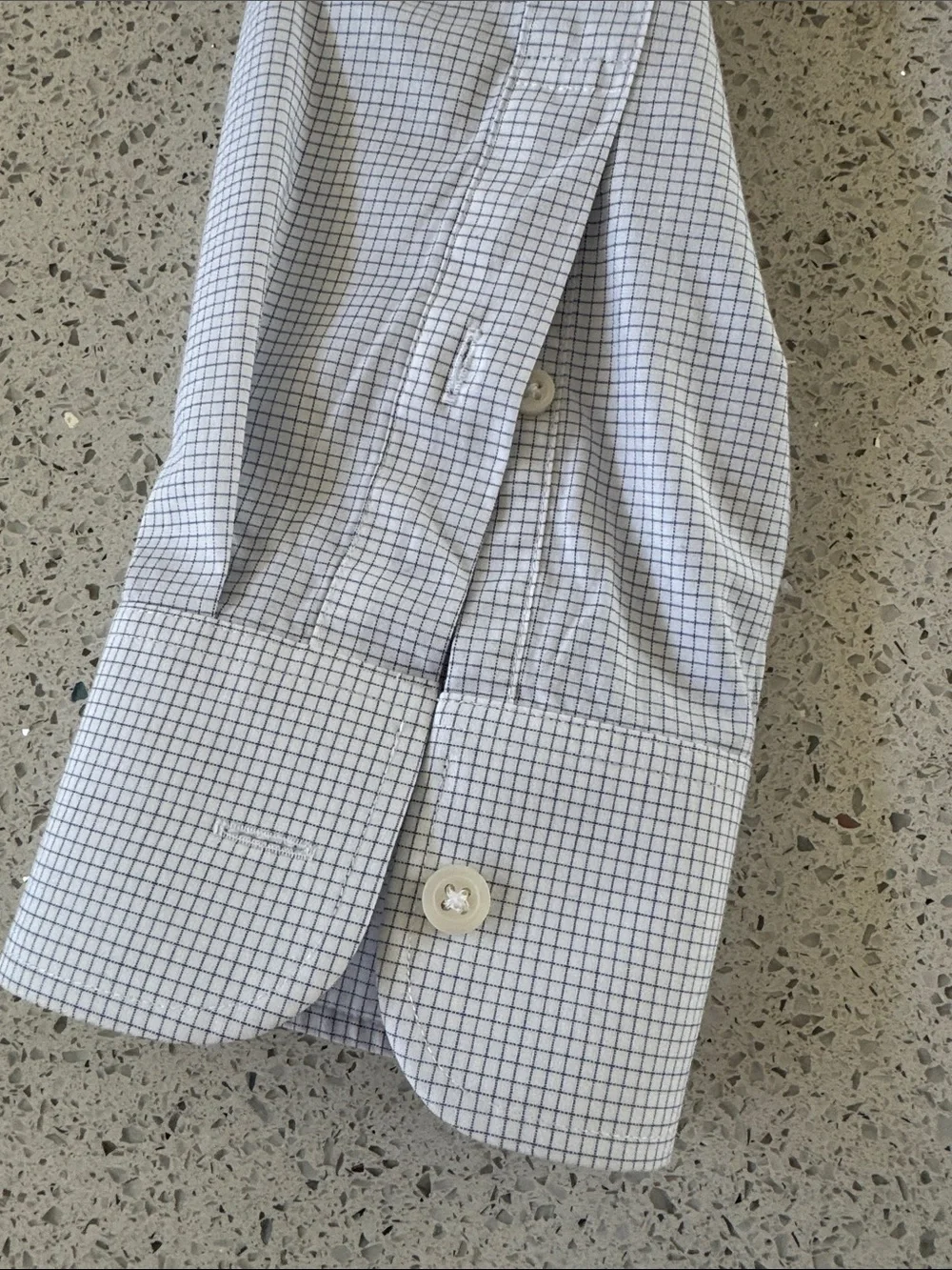 J Crew Light white with Blue Micro-Check Dress Shirt with Spread Collar